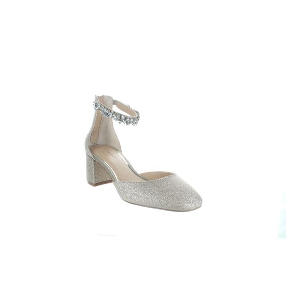 BADGLEY MISCHKA Womens Teal Padded Faux Pearls Ankle Strap Embellished Clara Round Toe Block Heel Buckle Dress Heeled M